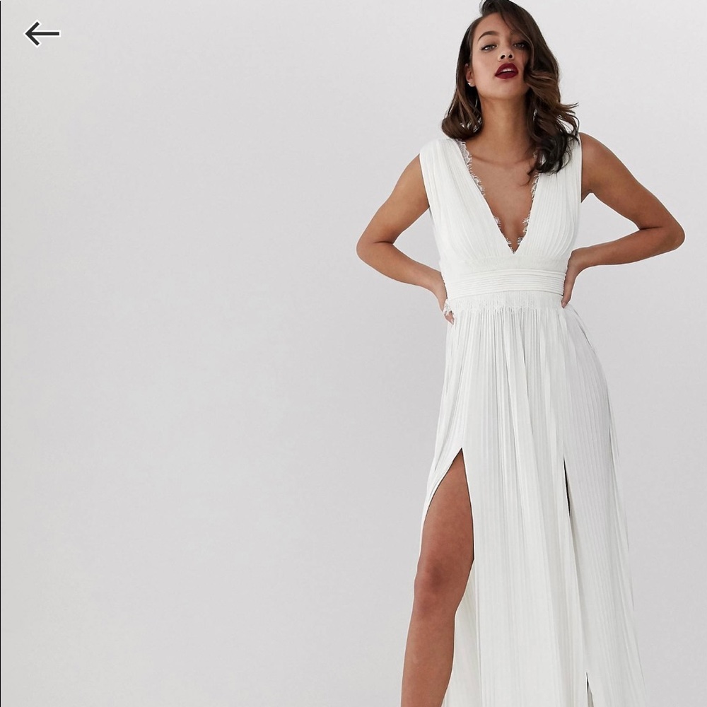 ASOS DESIGN premium lace insert pleated maxi dress